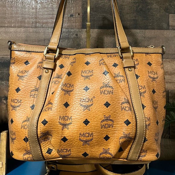 MCM Cognac Monogram Logo Bag - Picture 2 of 16